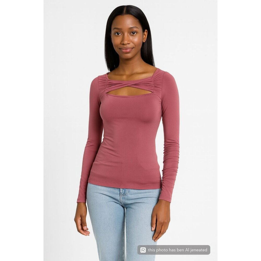 Jonathan Simkhai Long Sleeve Cutout Top Mauve Small